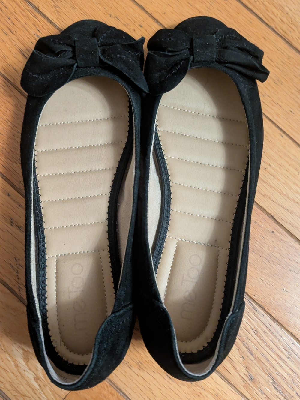 Me Too Black Bow Flats Sz 7W